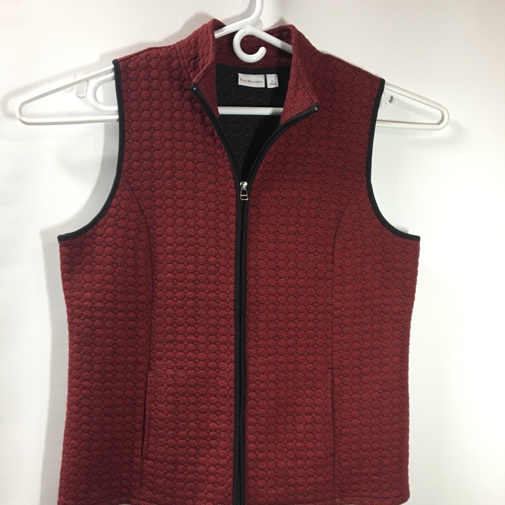 Kim Rogers Vest Womens Size L Red‎ Black